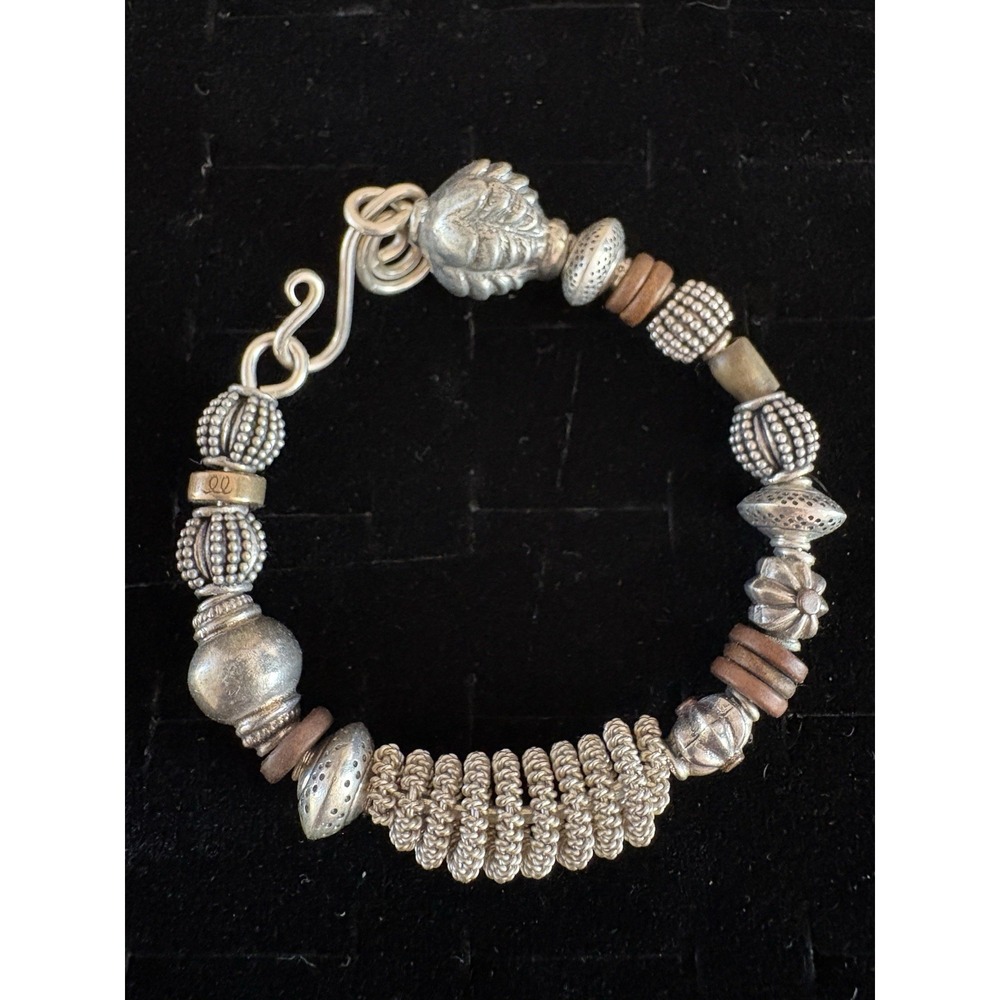 Artisan Sterling Silver Copper Bead Statement Fancy Wire Wrap Bracelet 46 Grams - Picture 2 of 16